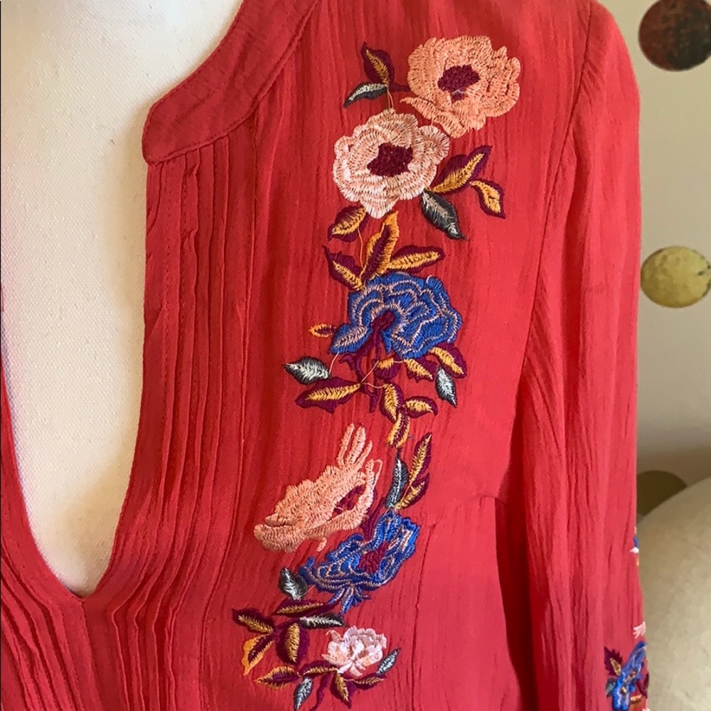 Free People embroidered Long sleeve dress